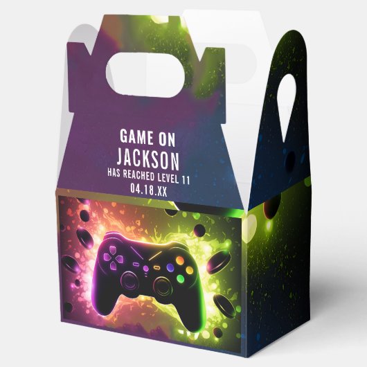 Level Up! Neon Video Game Birthday Party Geschenkschachtel (Geöffnet)