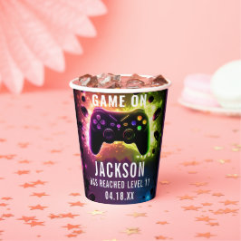 Level Up! Neon Video Game Birthday Party Pappbecher