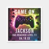 Level Up! Neon Video Game Birthday Party Serviette (Vorderseite)