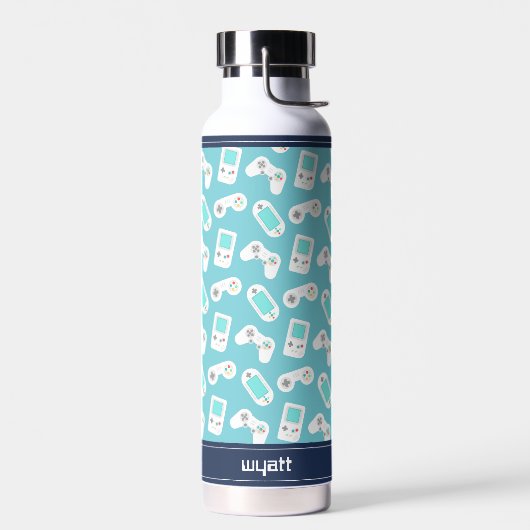 Level Up | Personalisiertes Videospielmuster für R Trinkflasche (Links)