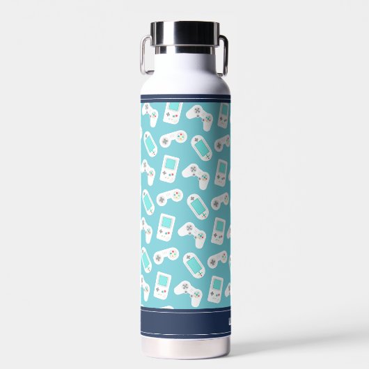 Level Up | Personalisiertes Videospielmuster für R Trinkflasche (Vorne)