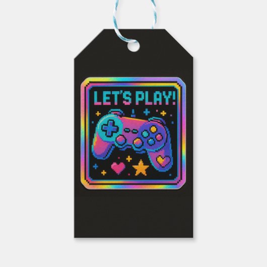 LEVEL UP Pixel Art Gamer Badge Geschenkanhänger (Vorderseite)