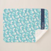 Level Up | Retro-Gamer-Muster Personalisiert Sherpadecke (Vorderseite (Horizontal))