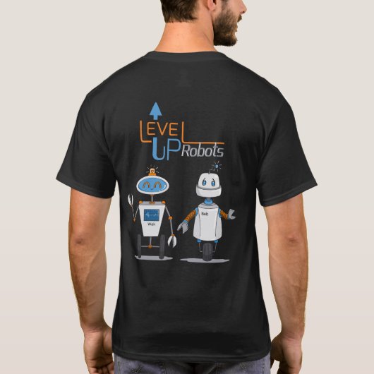 Level Up Roboter T - Shirt, schwarz T-Shirt (Rückseite)