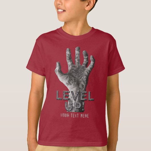 "Level Up" Sondertext Zombie Hand Kleidung T-Shirt (Vorderseite)
