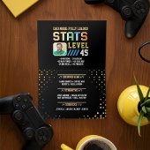 Level-Up Vater Gamer Player - Stand & Foto Geburts Karte