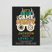 Level Up Video Game Birthday Party Einladung (Stehend Vorderseite)