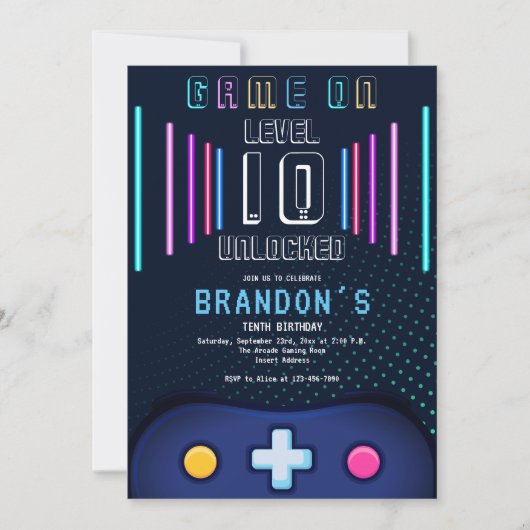 Level-Up Video-Game-Controller jedes Jahr zum Gebu Einladung (Vorderseite)