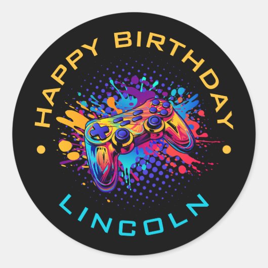 Level-Up-Video-Game-Controller Runder Aufkleber (Vorderseite)