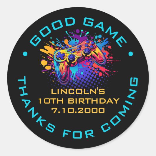 Level-Up-Video-Game-Controller Runder Aufkleber (Vorderseite)