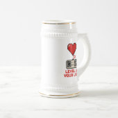 Level Up Your Love, Retro Pixel Gaming Design Bierglas (VorderseiteRechts)