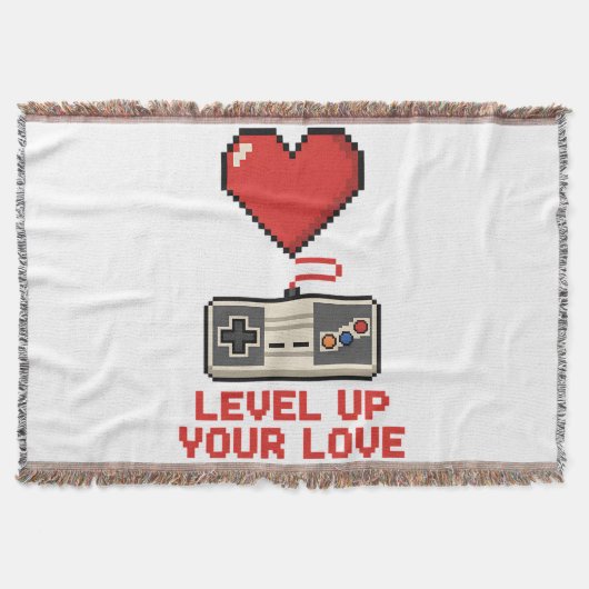 Level Up Your Love, Retro Pixel Gaming Design Decke (Vorderseite)
