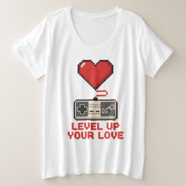 Level Up Your Love, Retro Pixel Gaming Design Große Größe T-Shirt