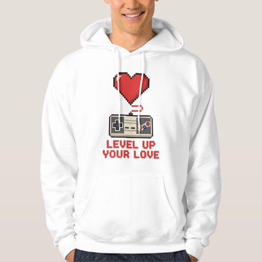 Level Up Your Love, Retro Pixel Gaming Design Hoodie (Vorderseite)