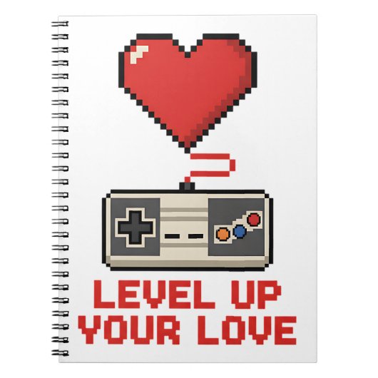 Level Up Your Love, Retro Pixel Gaming Design Notizblock (Vorderseite)