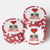 Level Up Your Love, Retro Pixel Gaming Design Pokerchips (Stapel)