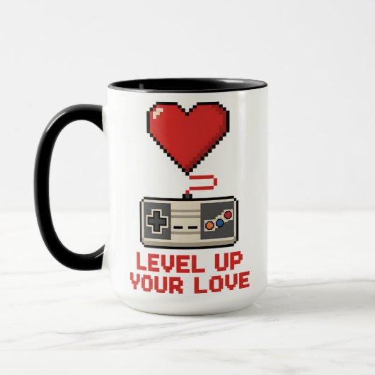 Level Up Your Love, Retro Pixel Gaming Design Tasse (Links)