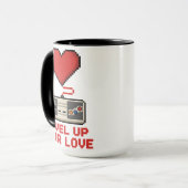 Level Up Your Love, Retro Pixel Gaming Design Tasse (Vorderseite Links)