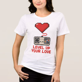 Level Up Your Love, Retro Pixel Gaming Design Tri-Blend Shirt