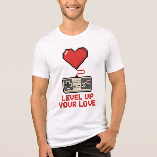 Level Up Your Love, Retro Pixel Gaming Design Tri-Blend Shirt (Vorderseite)
