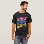 Level Up Your Reality – Neon Gamer T-Shirt (Vorne ganz)