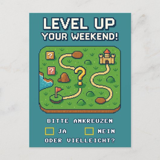 Level Up Your Weekend! Postkarte (Vorderseite)