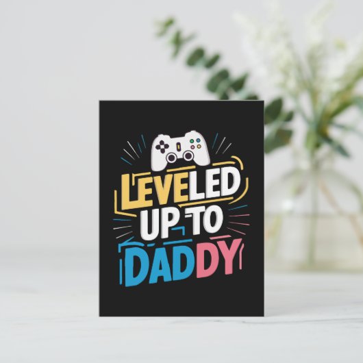 Leveled up to Daddy Postkarte (Stehend Vorderseite)