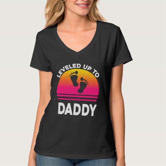 Leveled Up to Daddy Soon to be Dad Father T-Shirt (Vorderseite)