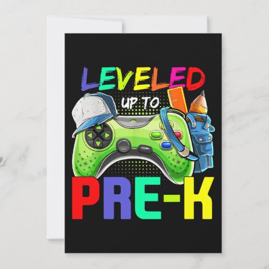 Leveled Up To PreK Gamer Back To School First Day Einladung (Vorderseite)