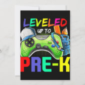 Leveled Up To PreK Gamer Back To School First Day Einladung (Rückseite)