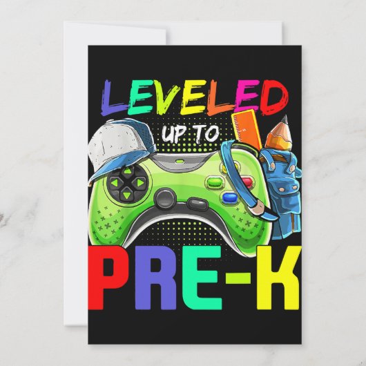 Leveled Up To PreK Gamer Back To School First Day  Einladung (Rückseite)