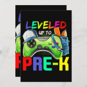 Leveled Up To PreK Gamer Back To School First Day Einladung (Vorne/Hinten)