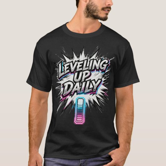 Leveling Up Daily Anime Gym Motivation Shirt (Vorderseite)
