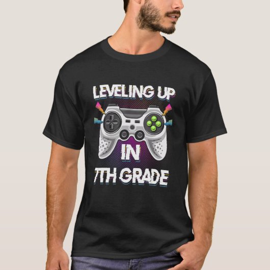 Leveling Up In 7th Seventh Grade Video Gaming Tees (Vorderseite)