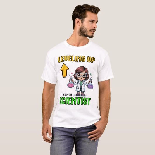 Leveling Up Scientist Ck To School Funny Gamer Gir T-Shirt (Vorne ganz)