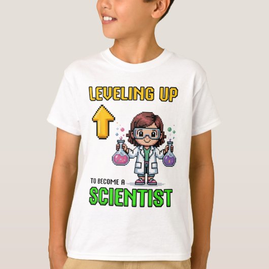 Leveling Up Scientist Ck To School Funny Gamer Gir T-Shirt (Vorderseite)