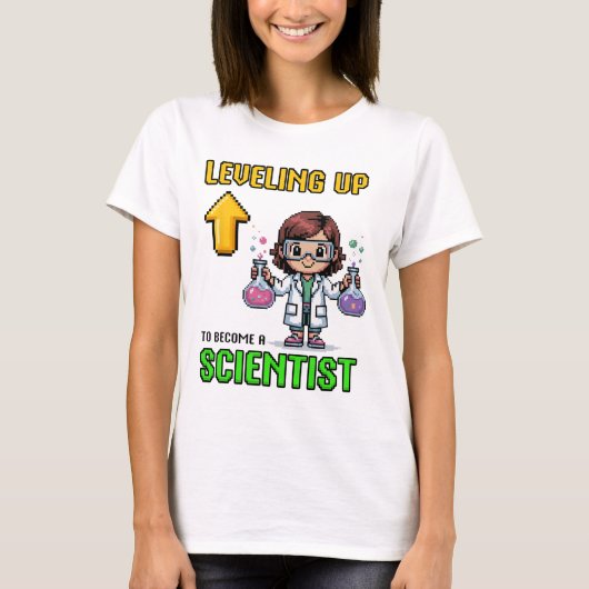 Leveling Up Scientist Ck To School Funny Gamer Gir T-Shirt (Vorderseite)