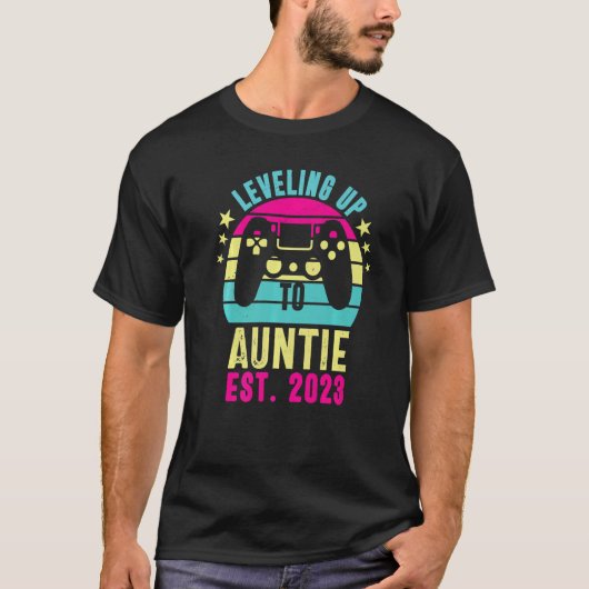 Leveling Up To Aunt 2023 Pregnancy Announcement Vi T-Shirt (Vorderseite)