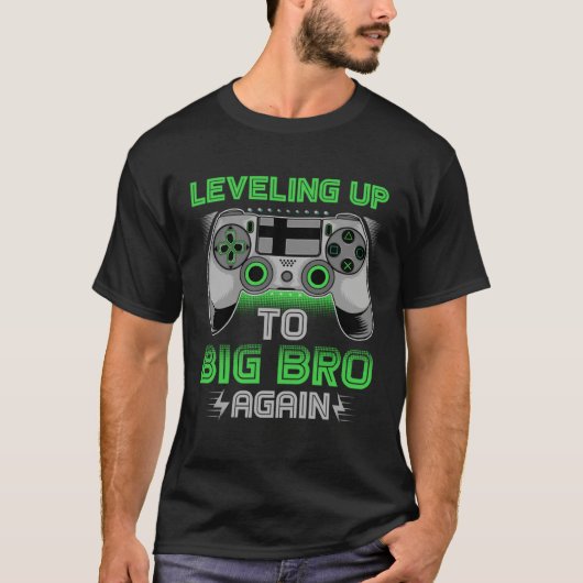 Leveling Up To Big Bro Again Video Gamer Big Broth T-Shirt (Vorderseite)