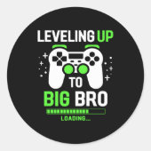 Leveling Up To Big Brother Gaming Boy Runder Aufkleber (Vorderseite)