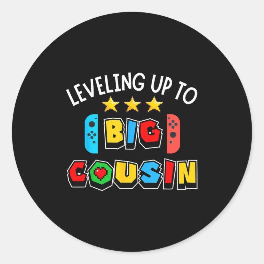 Leveling Up To Big Cousin Funny Gaming Video Game  Runder Aufkleber (Vorderseite)