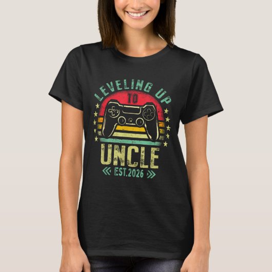 Leveling Up To Uncle 2026 Funny Gamer Soon To Be U T-Shirt (Vorderseite)