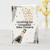 Levelling Up Birthday Funny Gamer Champagne Karte (Gelbe Blume)