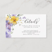 Levender Gelb-violette Blumen Hochzeitdetails Begleitkarte (Vorderseite)
