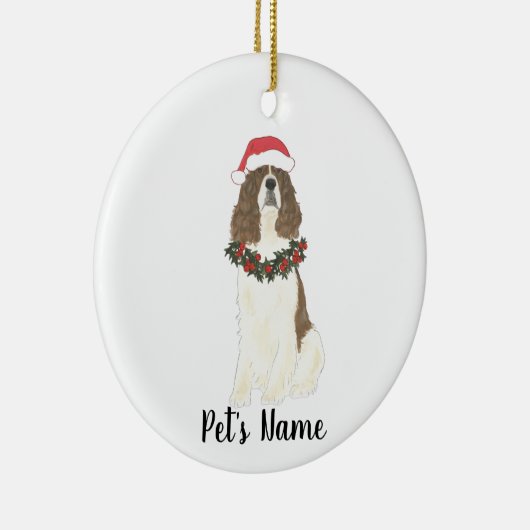 Lever and White English Springer Spanier Weihnacht Keramik Ornament (Rechts)