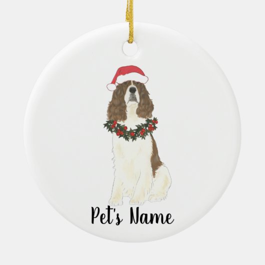Lever and White English Springer Spanier Weihnacht Keramik Ornament (Hinten)