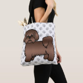 Lever Brown Shih Tzu Niedlicher Cartoon Dog & Paws Tasche (Von Nahem)