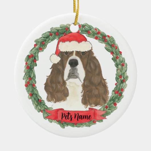 Lever & White English Springer Spaniel Keramik Ornament (Vorne)