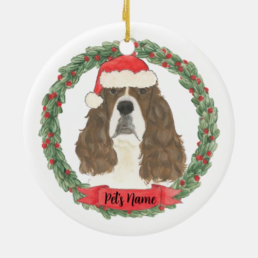 Lever & White English Springer Spaniel Keramik Ornament (Hinten)