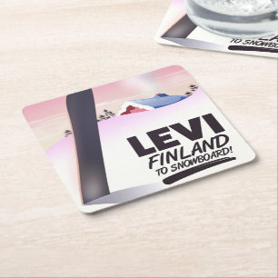 Levi Finland Snowboarding travel poster Rechteckiger Pappuntersetzer